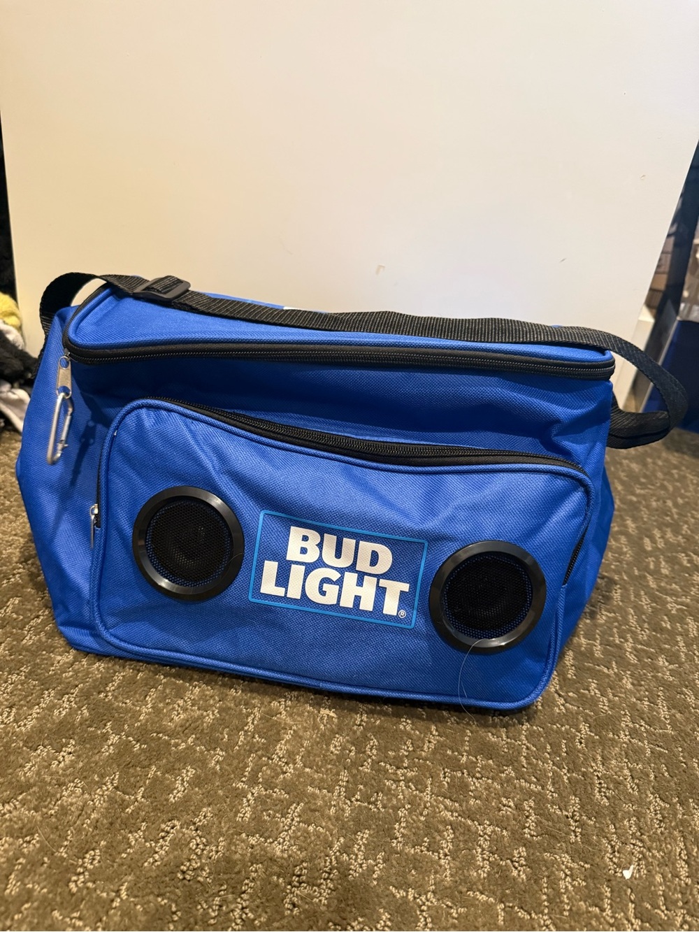 Blue Portable Cooler with Built-in Speakers